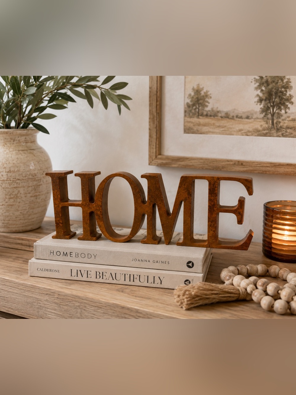 HOME Metal Tabletop Sign - Brown Rustic Accent